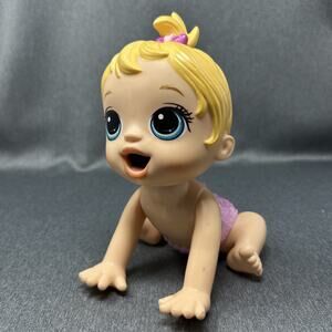 Baby Alive Lil Snacks Doll Blonde Hair 8" Crawling Sitting Pose Eats & Poops Toy